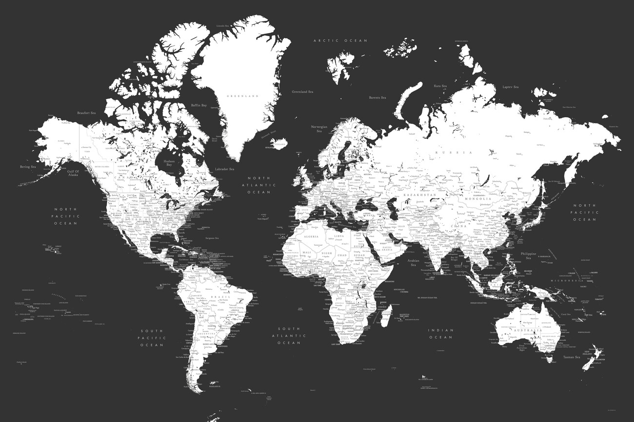Printable Black and White World Map - Printable JD