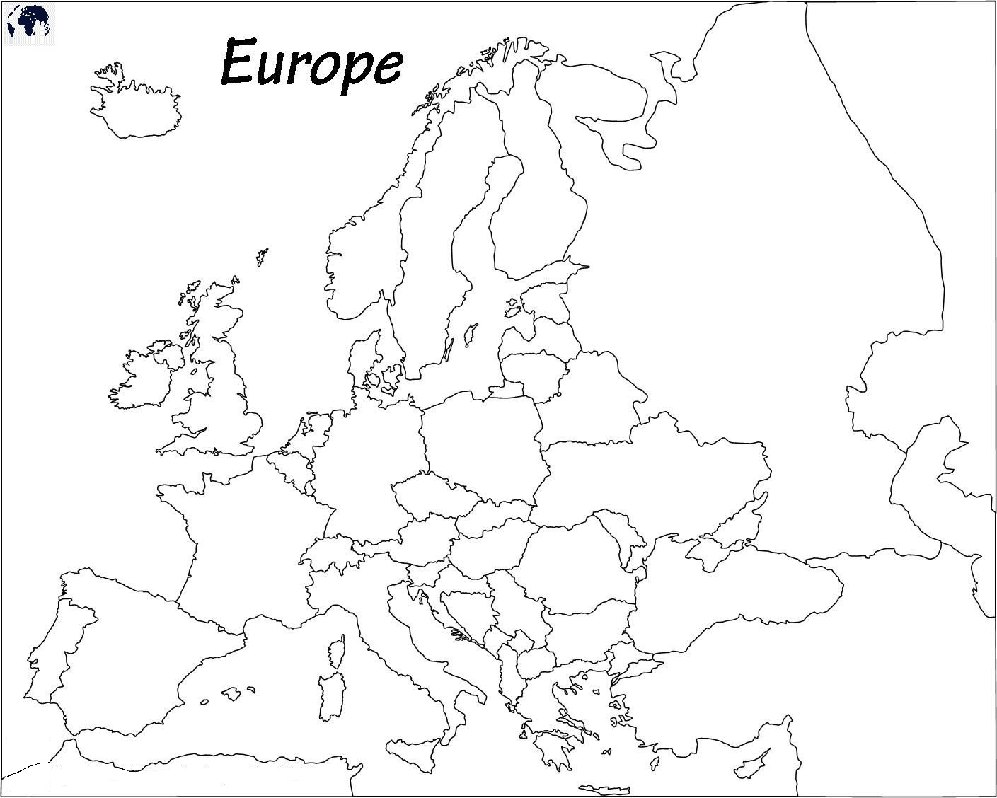 Free Printable Black and White Europe Map_12635