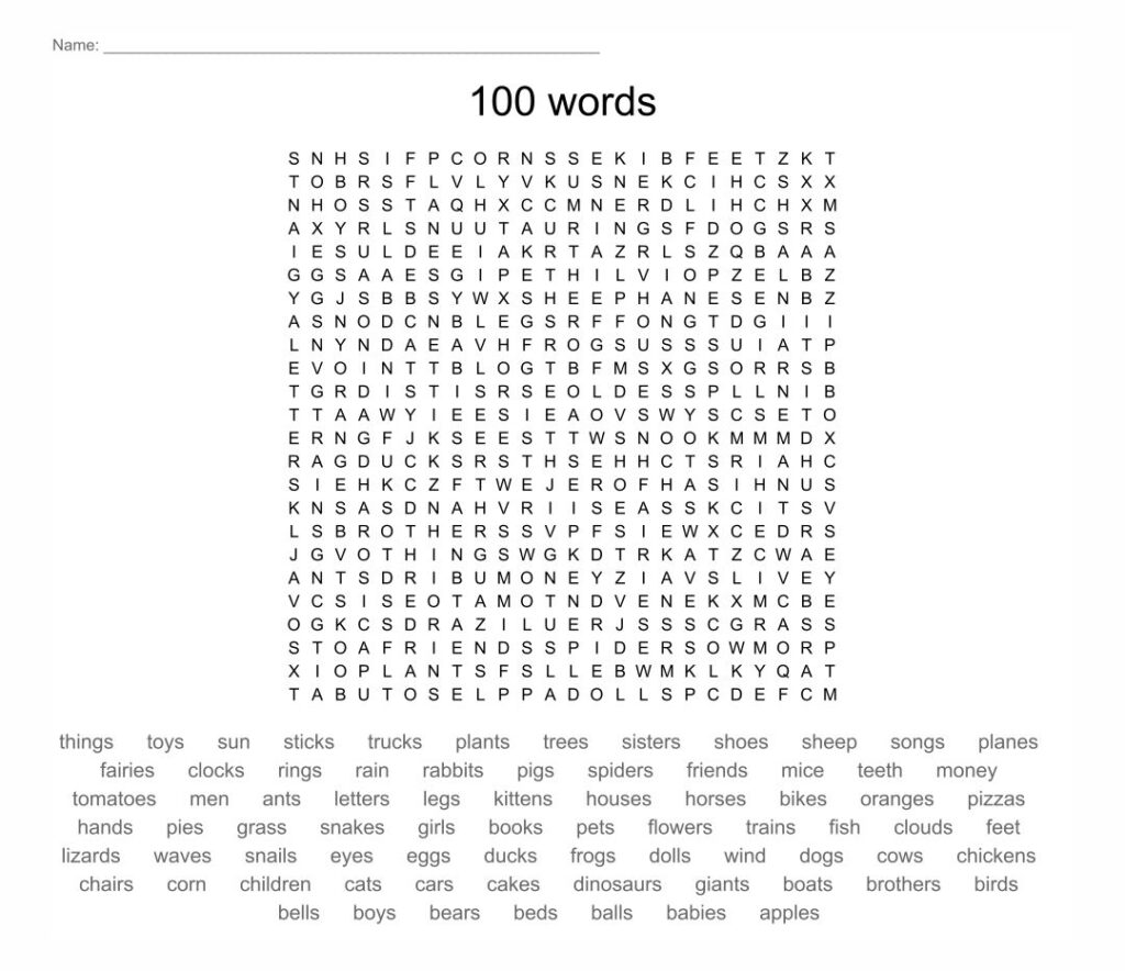 Printable 100 Word Word Searches Printable Jd 
