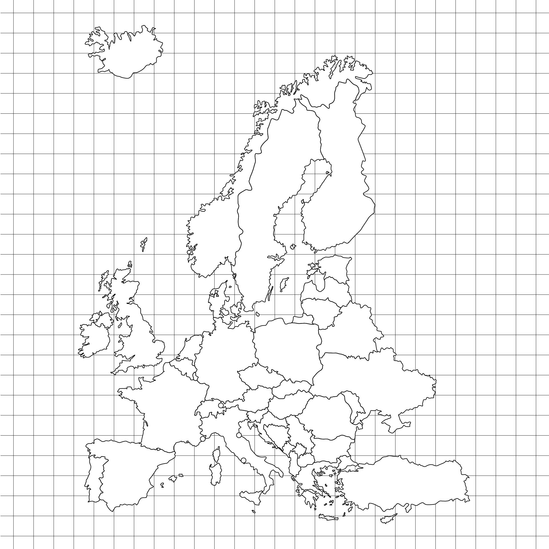 Printable Black and White Europe Map Design_12563