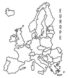 Printable Black and White Europe Map_25963