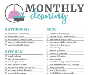 Printable Housekeeping Cleaning Checklist Printable JD