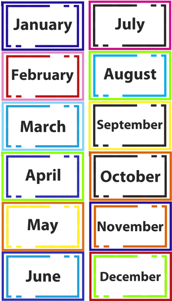 Printable Months of The Year Chart - Printable JD