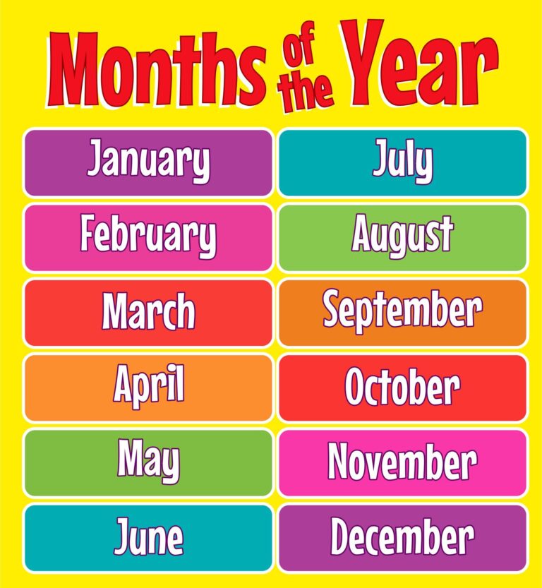 5 Best FREE Printable Months of The Year Chart Printable JD