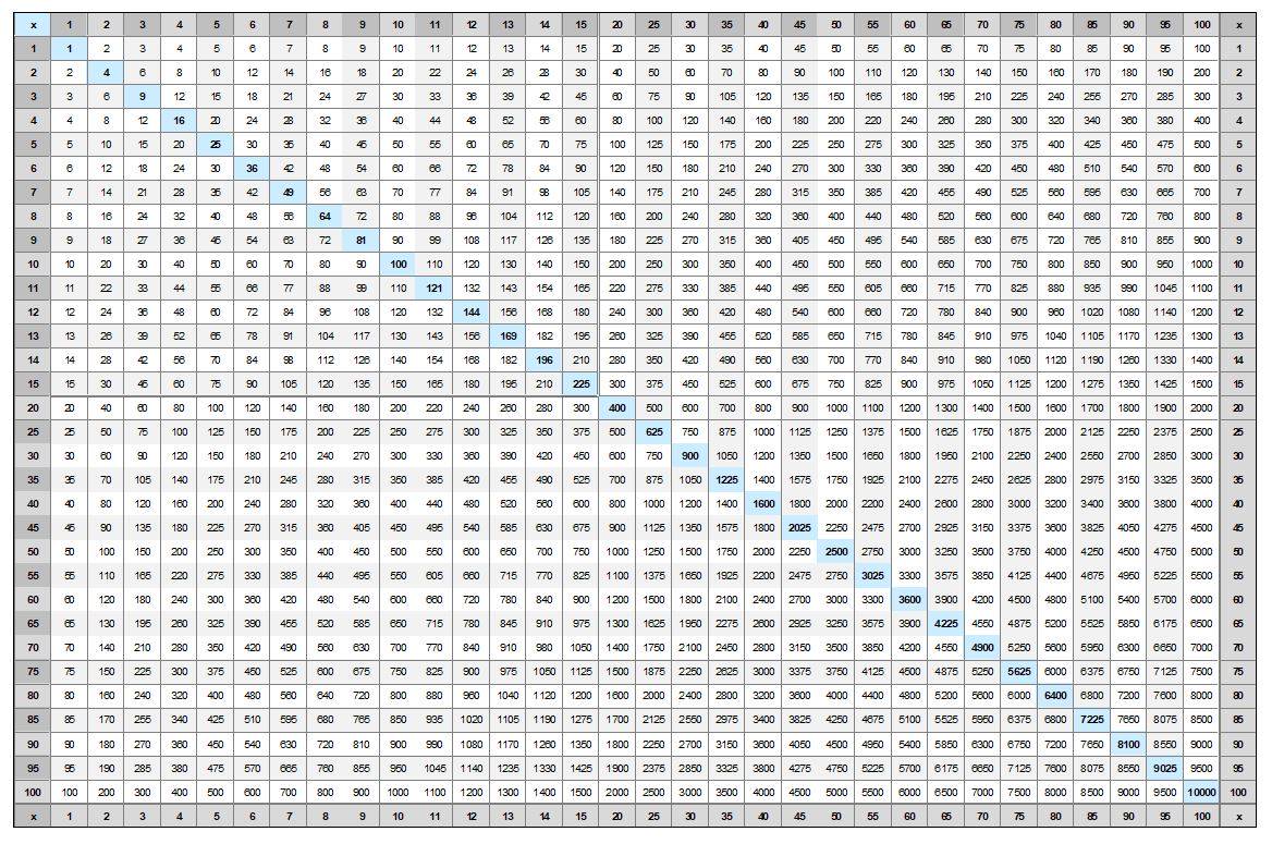 Printable Multiplication Chart 100 X_69851