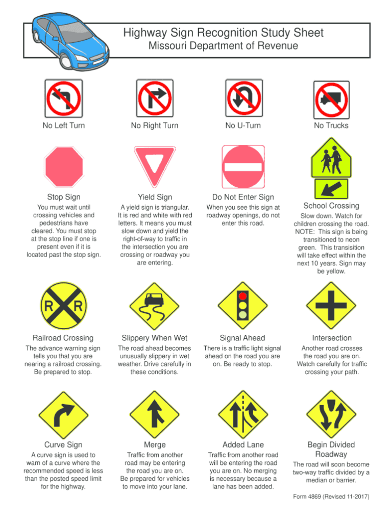 Printable Road Sign Practice Test - Printable JD