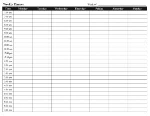 Printable Weekly Calendar with Time Slots - Printable JD