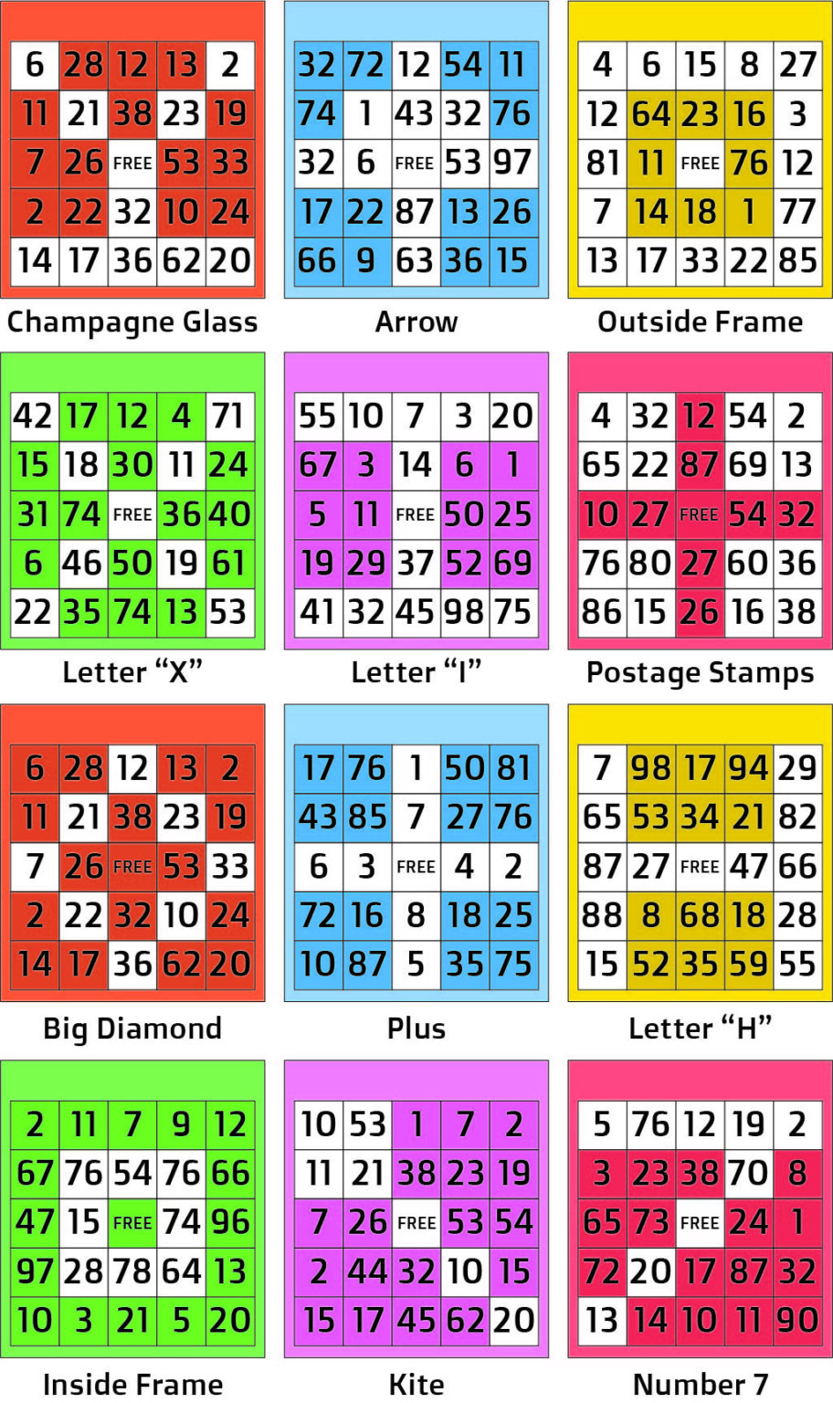 Printable Bingo Game Patterns - Printable JD