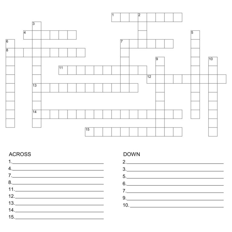 Printable Blank Crossword Puzzle Template Printable JD Printable Blank Crossword Puzzle Template Printable JD