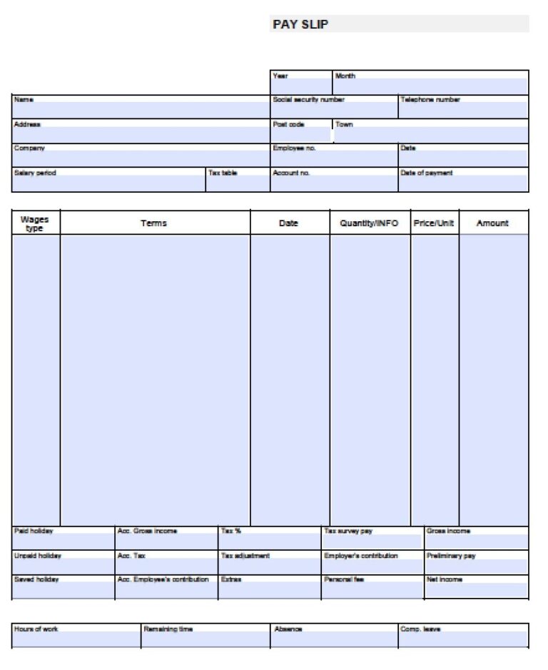 Printable Blank Paycheck Stubs - Printable JD