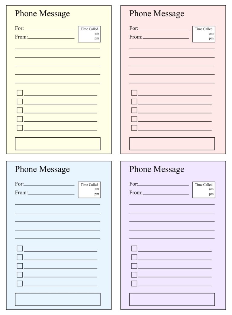 Printable Telephone Message Template - Printable JD