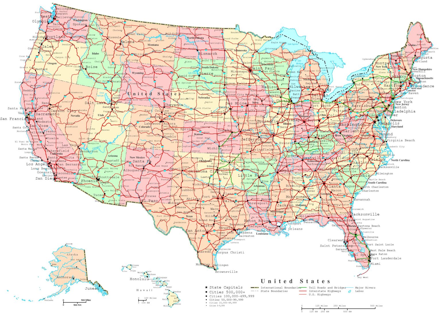 Printable USA Maps United States Colored - Printable JD