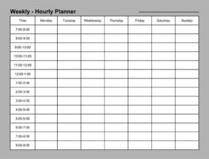 Printable Weekly Hourly Calendar - Printable JD