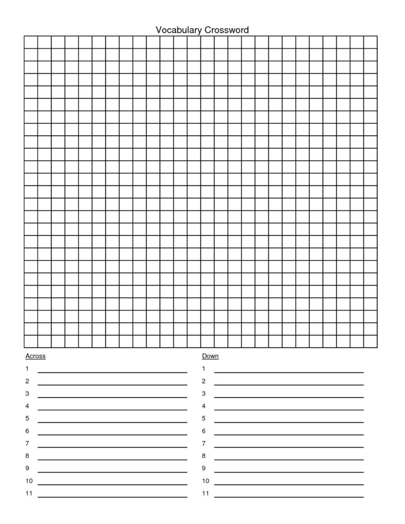 Printable Blank Crossword Puzzle Template Printable JD