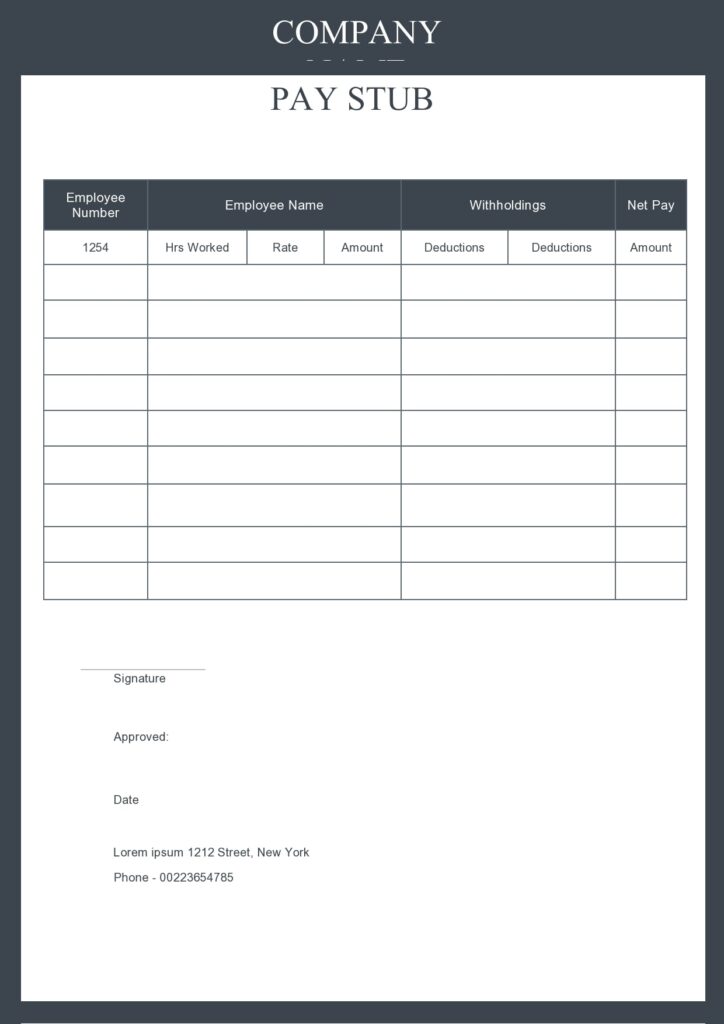 Printable Blank Paycheck Stubs - Printable JD