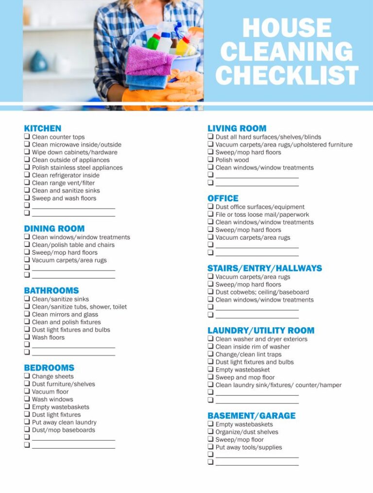 Printable Maid Service Checklist - Printable Jd