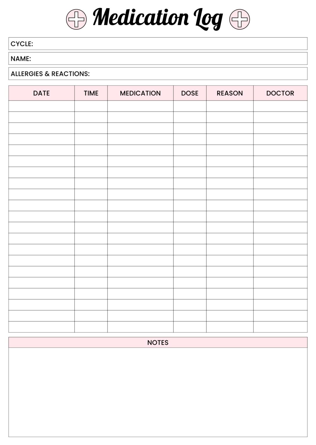 Printable Medication Log Sheets Printable Jd