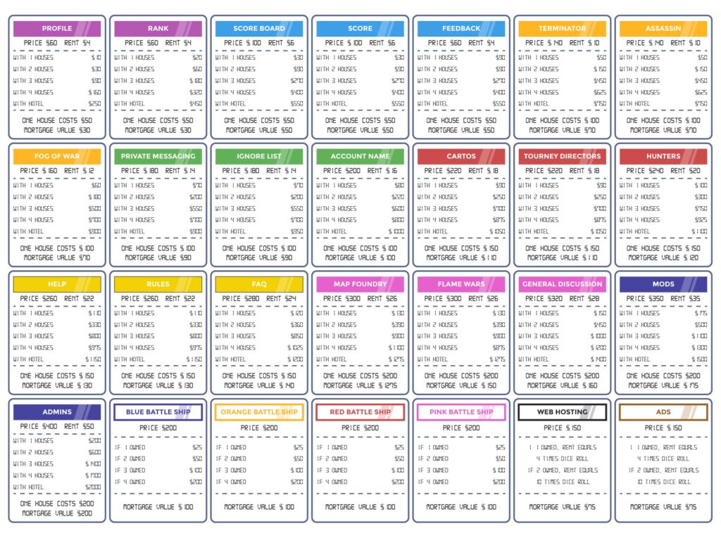 Printable Monopoly Cards Printable JD Printable Monopoly Cards Printable JD