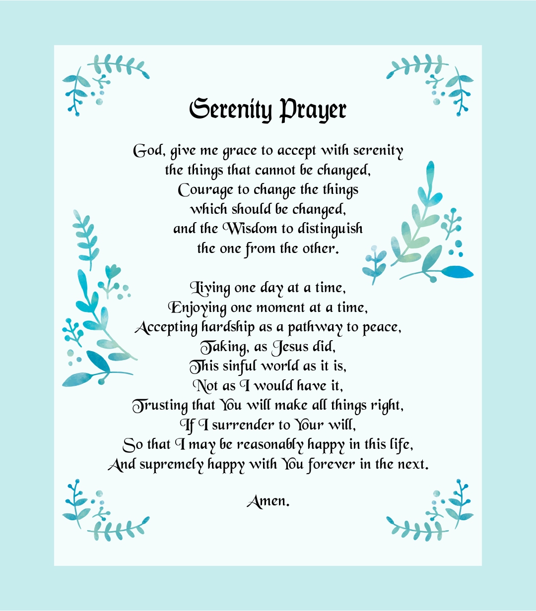 serenity prayer printable version free