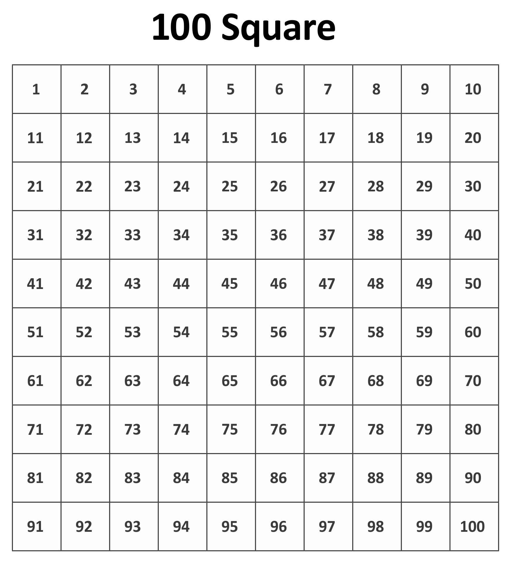 Free Printable 100 Square Grid Pdf