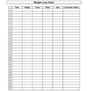 Printable Daily Weight Chart - Printable JD