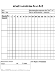 Printable Medication Administration Record Template Printable JD Printable Medication Administration Record Template Printable JD