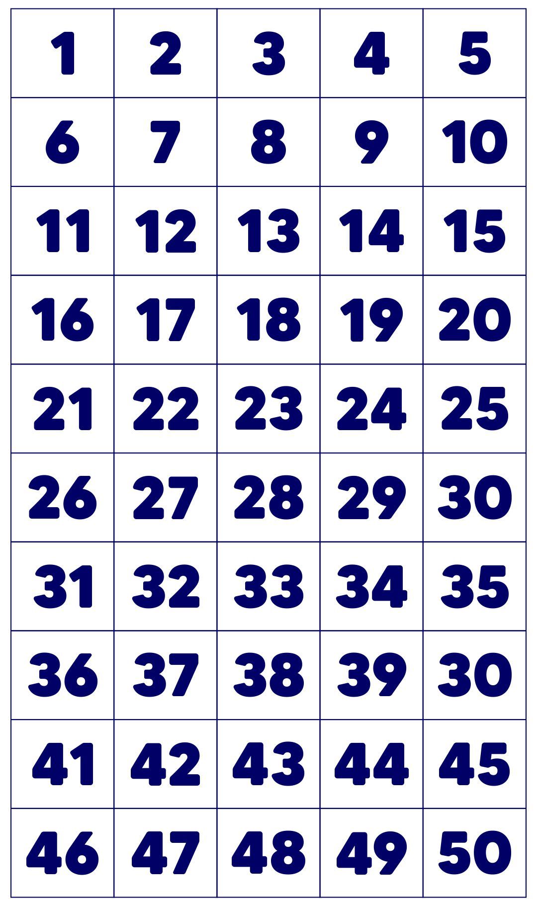 Printable Number Grid 1 50_15698