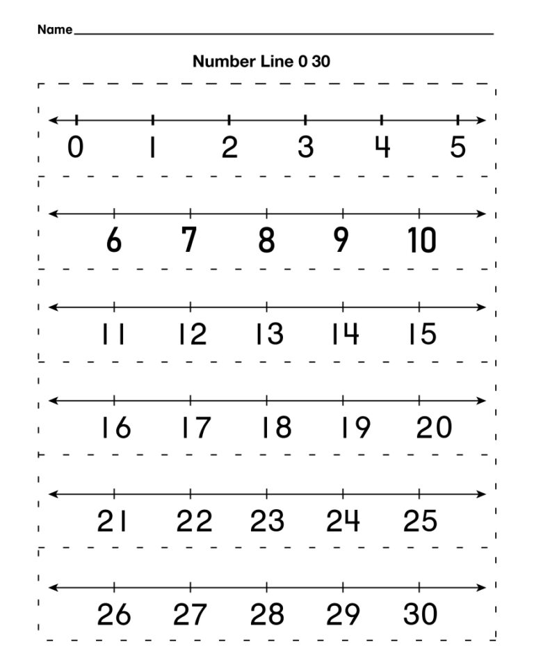 Printable Number Line 1 30 - Printable JD