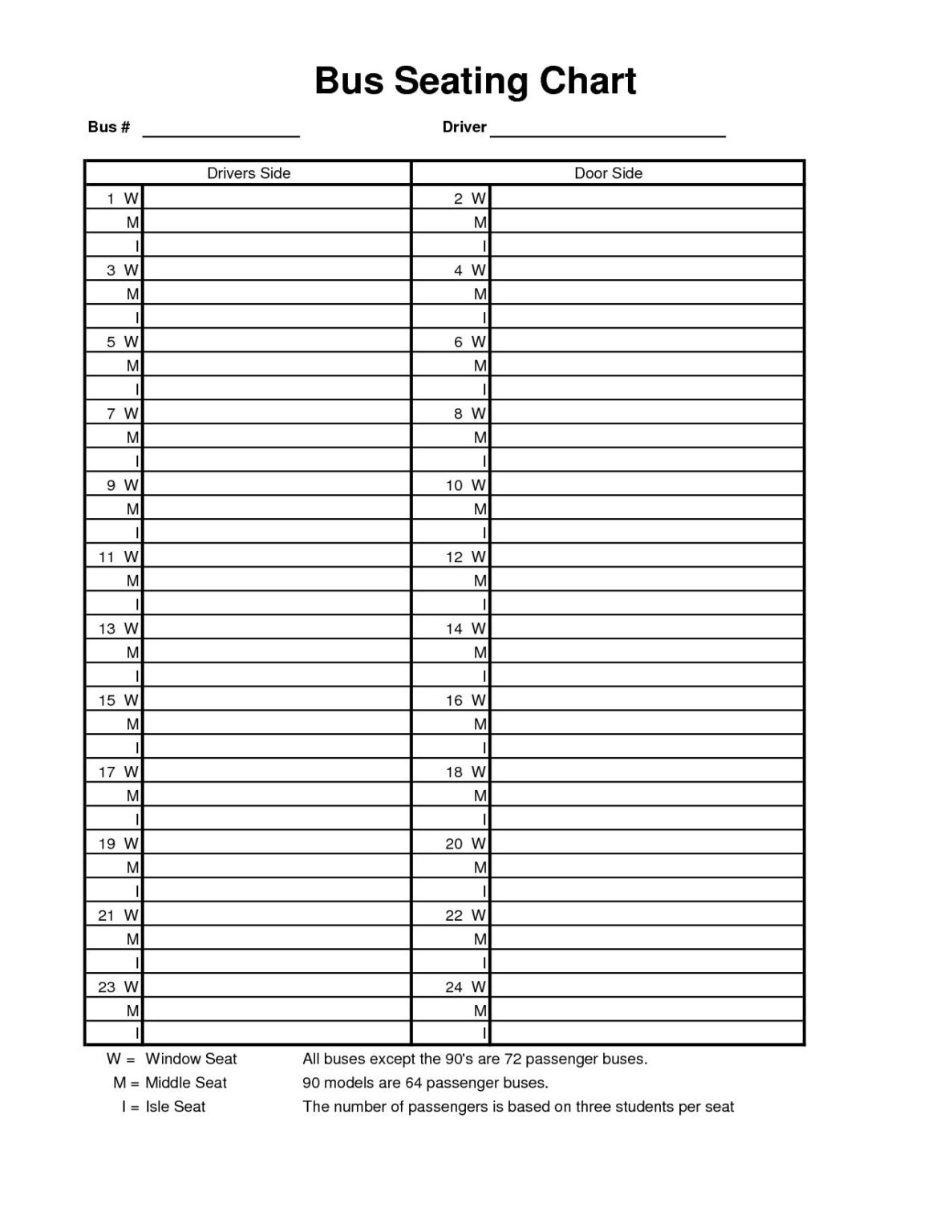 Printable School Bus Seating Chart Printable JD