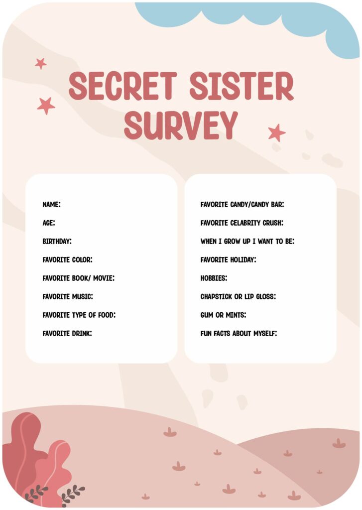 Printable Secret Sister Forms - Printable JD