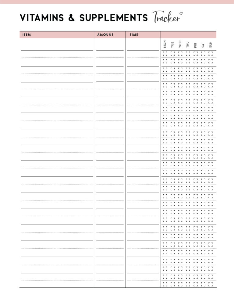 Printable Vitamin And Mineral Chart Printable JD