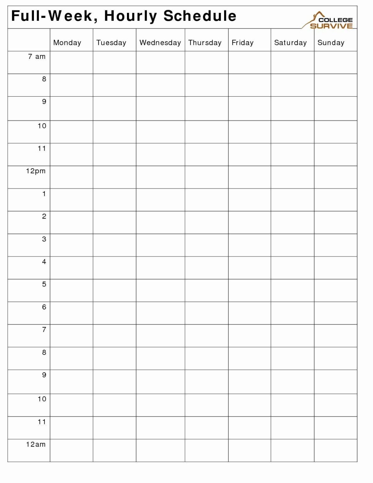 Printable Weekly Hourly Calendar Printable JD