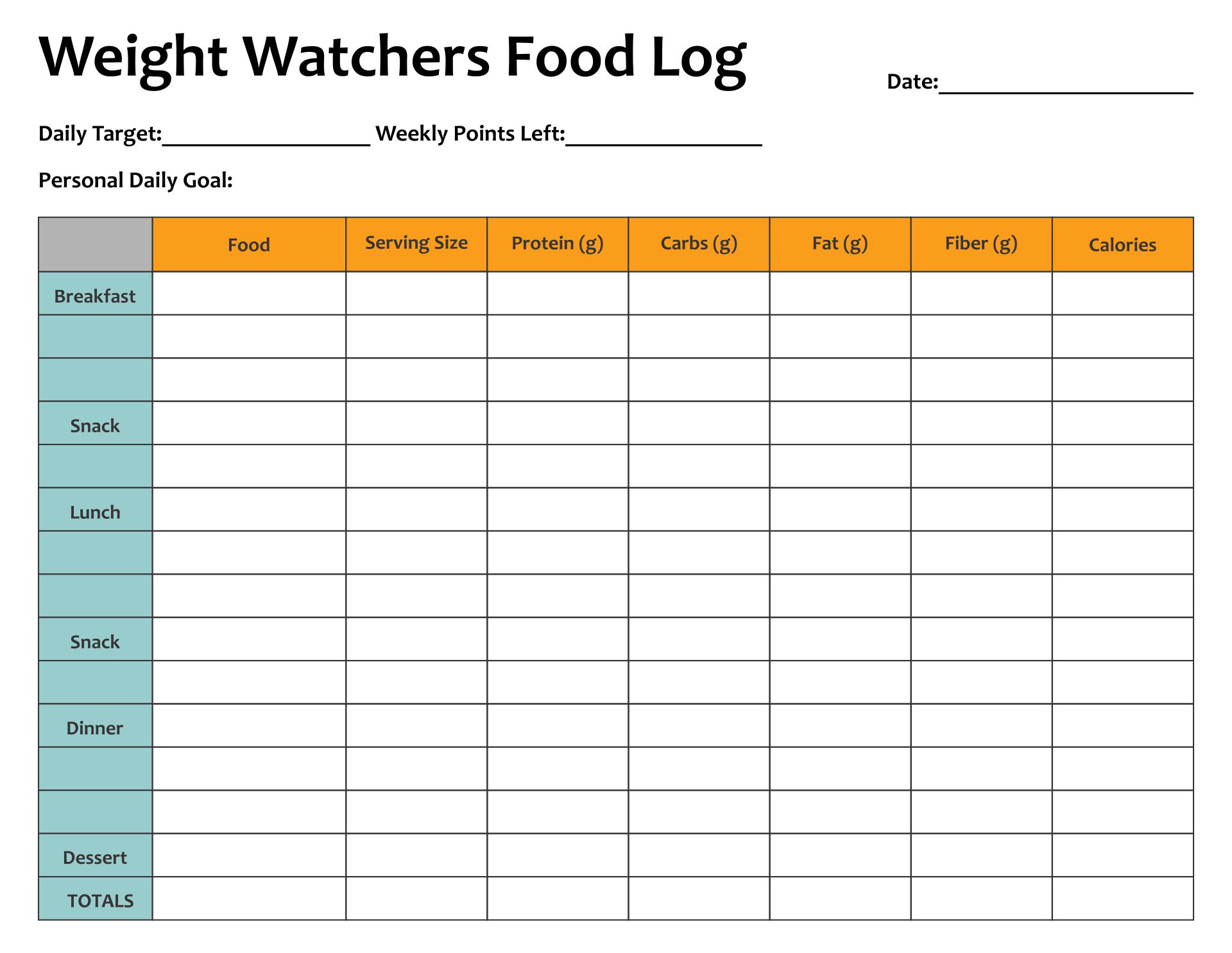 Printable Weight Watchers Journal Printable JD