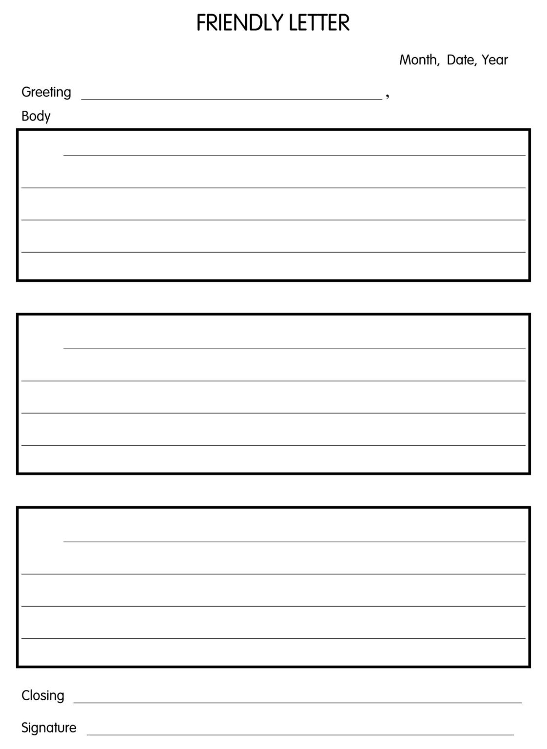 Printable Blank Template Friendly Letter - Printable JD