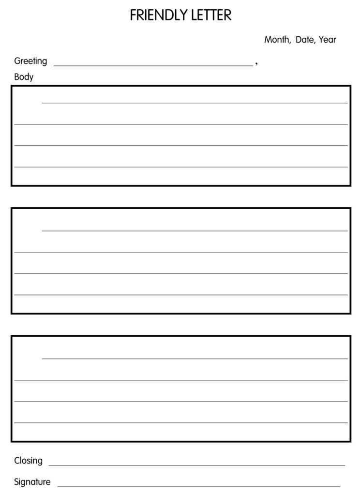 Printable Blank Template Friendly Letter - Printable JD