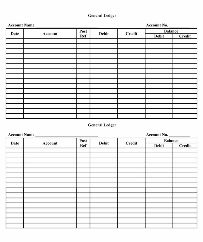 Printable Accounting Ledger Template - Printable JD