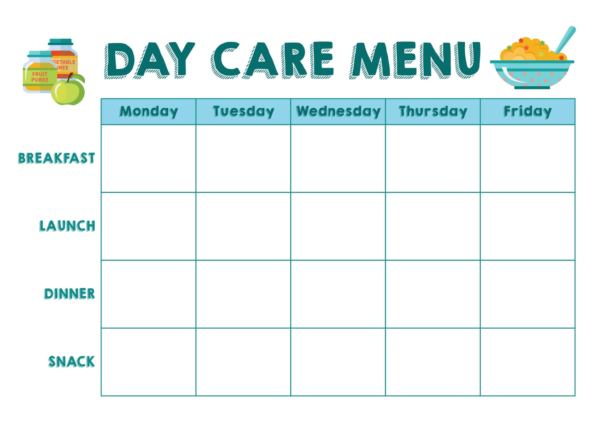 Free Printable Blank Menu For Day Care_21874