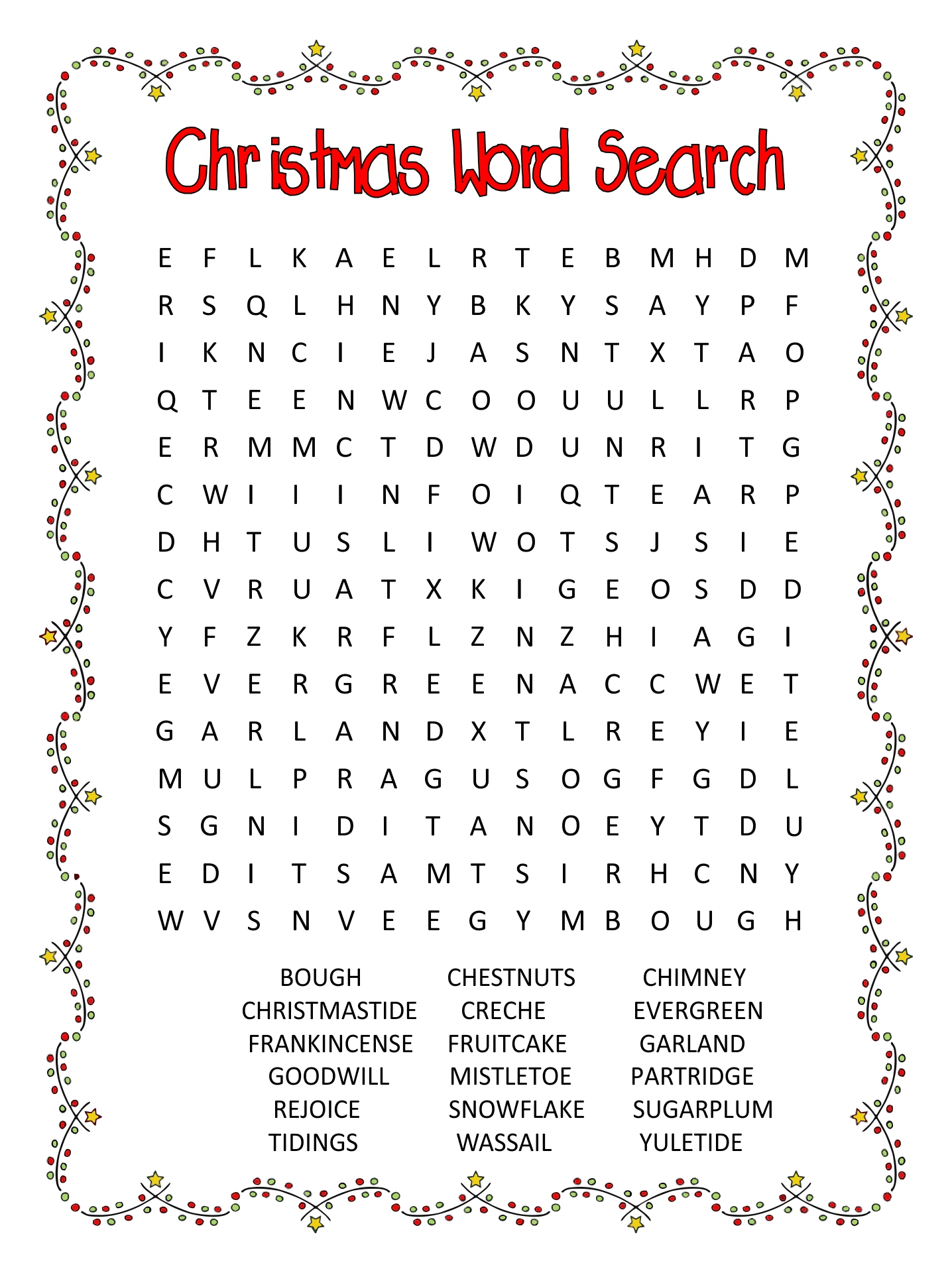 Free Printable Kids Christmas Word Search_85481