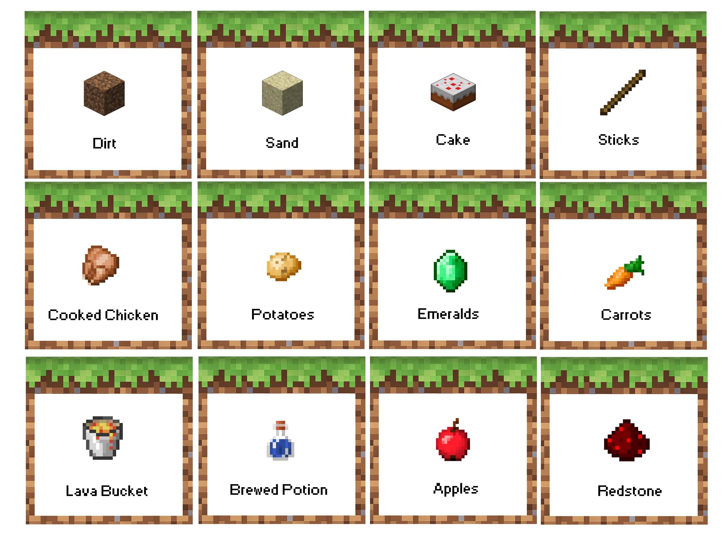 Free Printable Minecraft Food Card_32447