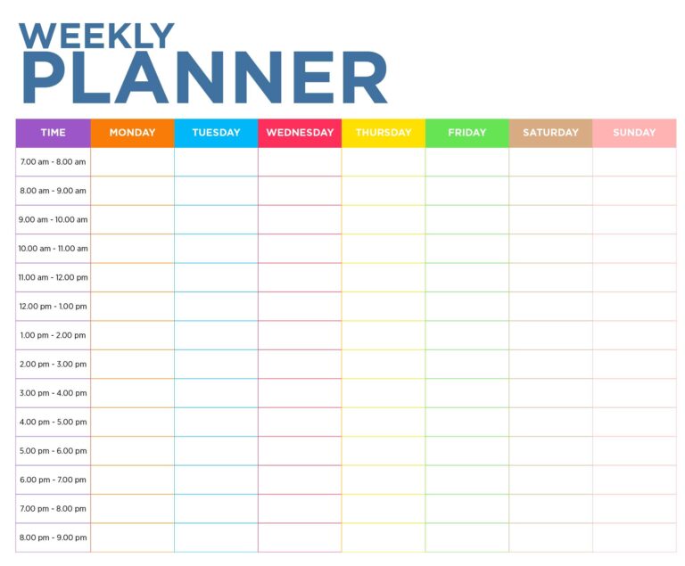 Printable Weekly Hourly Planner - Printable JD