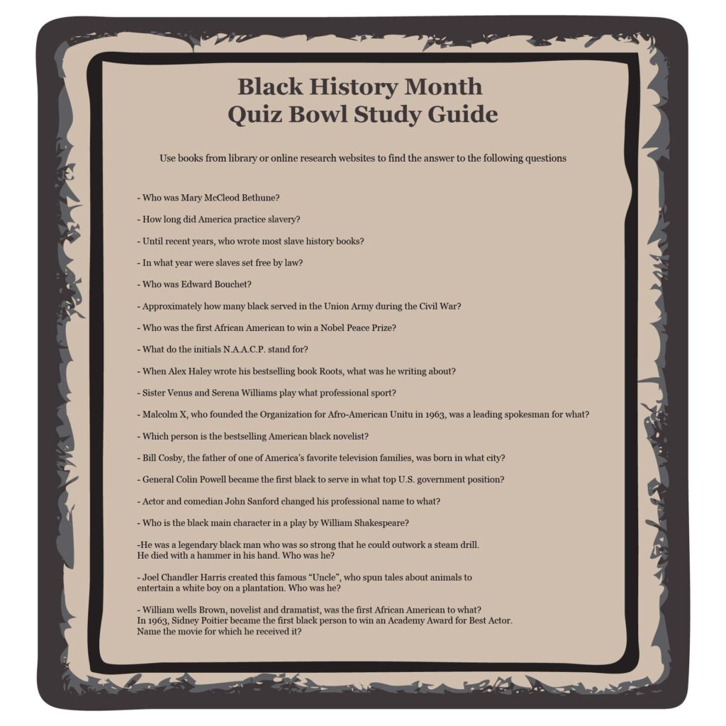 Printable Black History Trivia Questions And Answers Printable JD