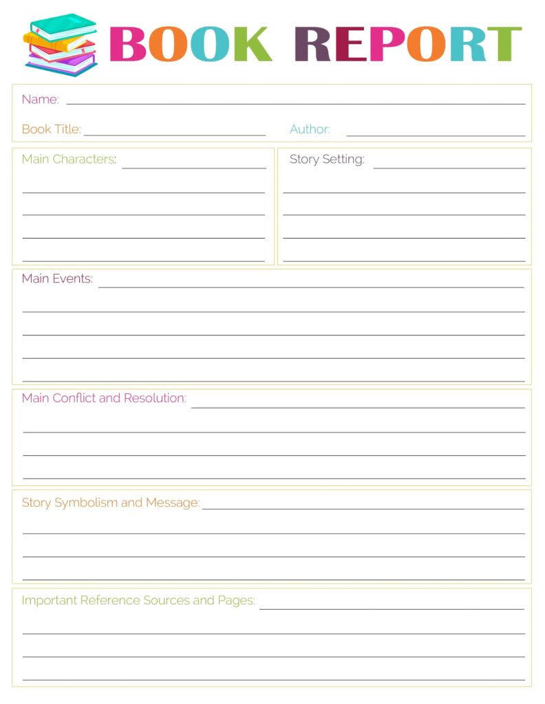 Printable Book Report Forms - Printable JD