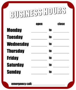 Printable Business Hours Sign Template - Printable JD