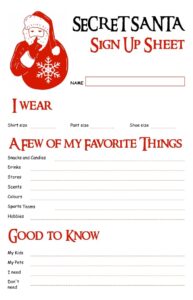 Printable Christmas Party Sign Up Sheet - Printable JD