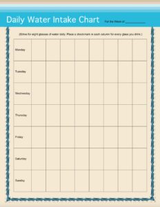 Printable Fluid Intake Charts - Printable JD