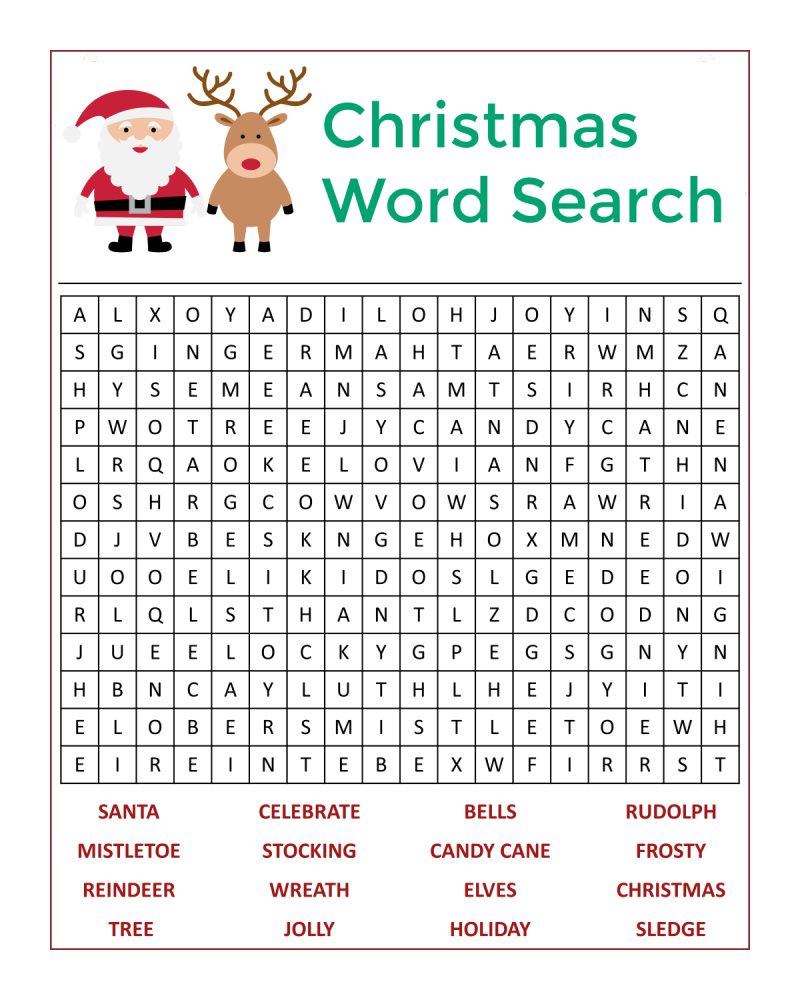 Printable Kids Christmas Word Search_63280