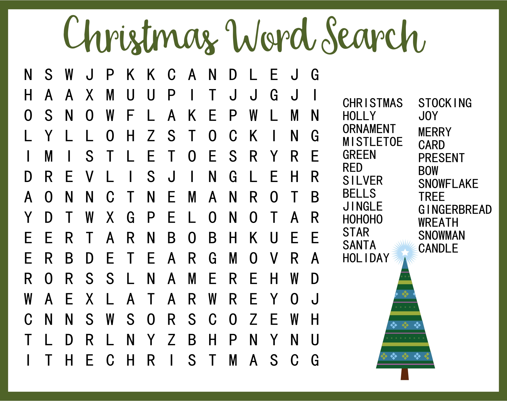 Printable Kids Christmas Word Search_96621