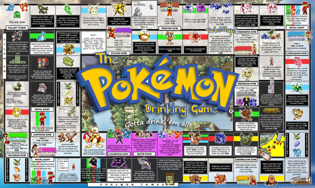 Printable Pokemon Drinking Board Game - Printable Jd