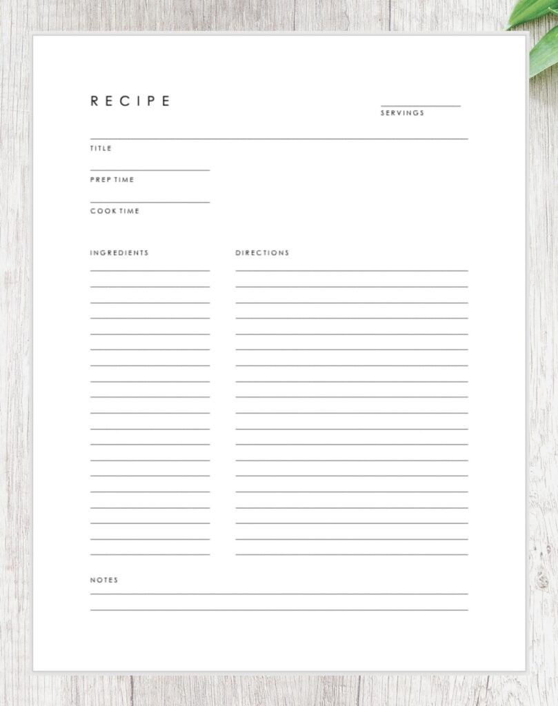 Printable recipe pages 8 5 11 printable jd