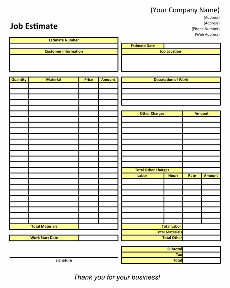 Printable Roofing Estimate Templates - Printable JD